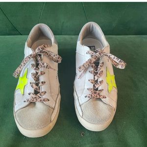 Golden Goose Superstar Leopard and highlighter yellow